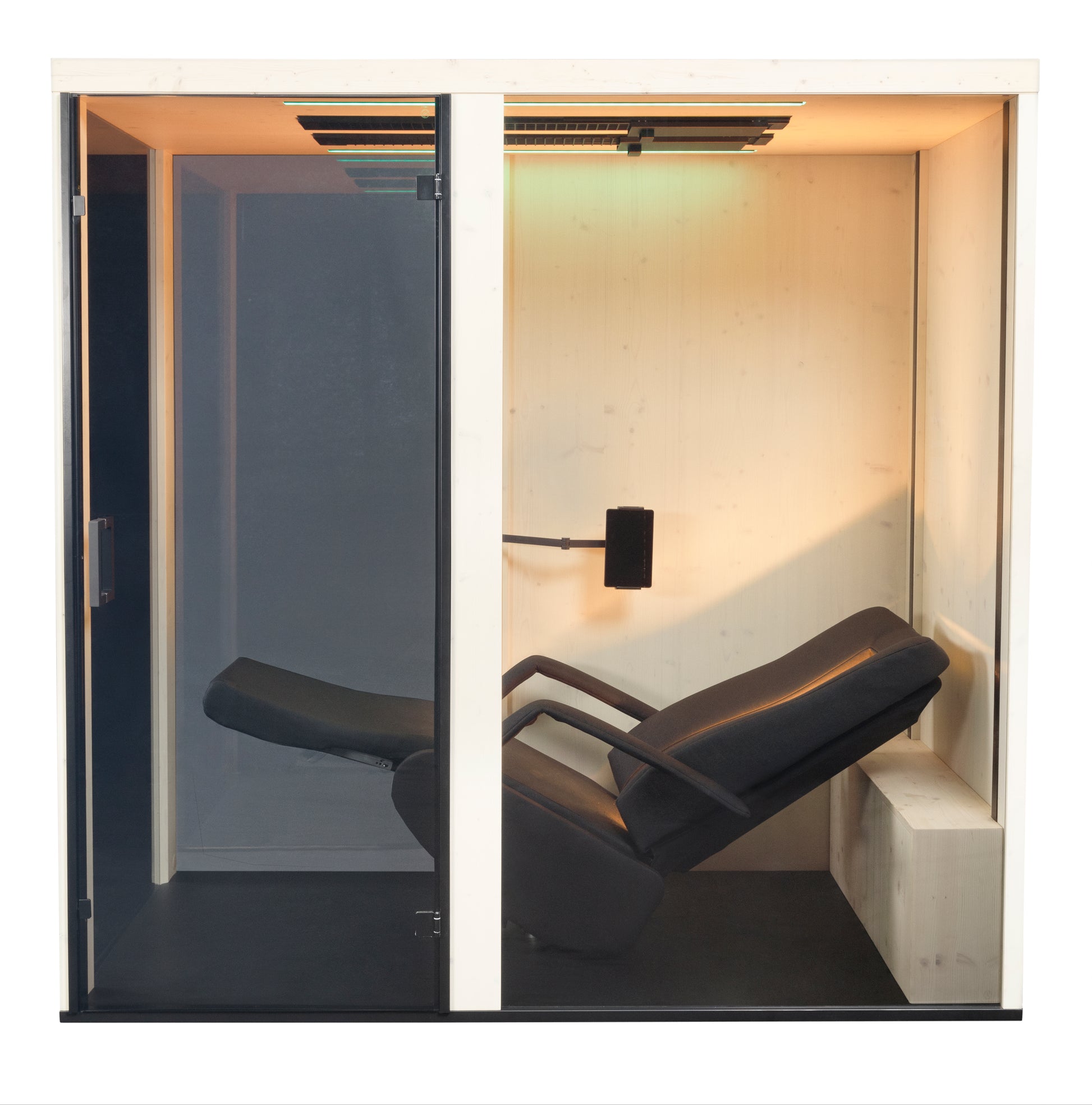 INFRAMEDIC VARIA PREMIUM 1 Einzelkabine – Detailansicht mit Sessel.